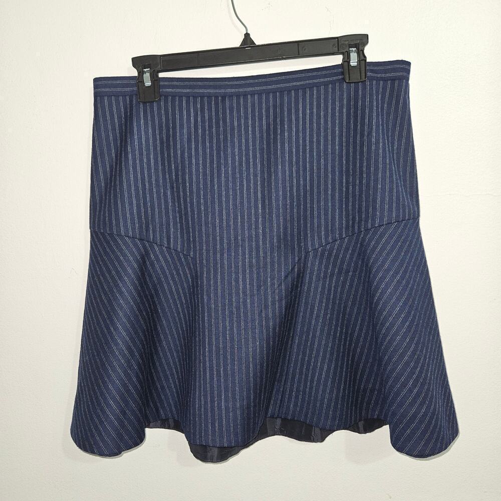 J Crew Wool Blue Pinstripe Plaza High-Waisted Mini Skirt. Size 10.